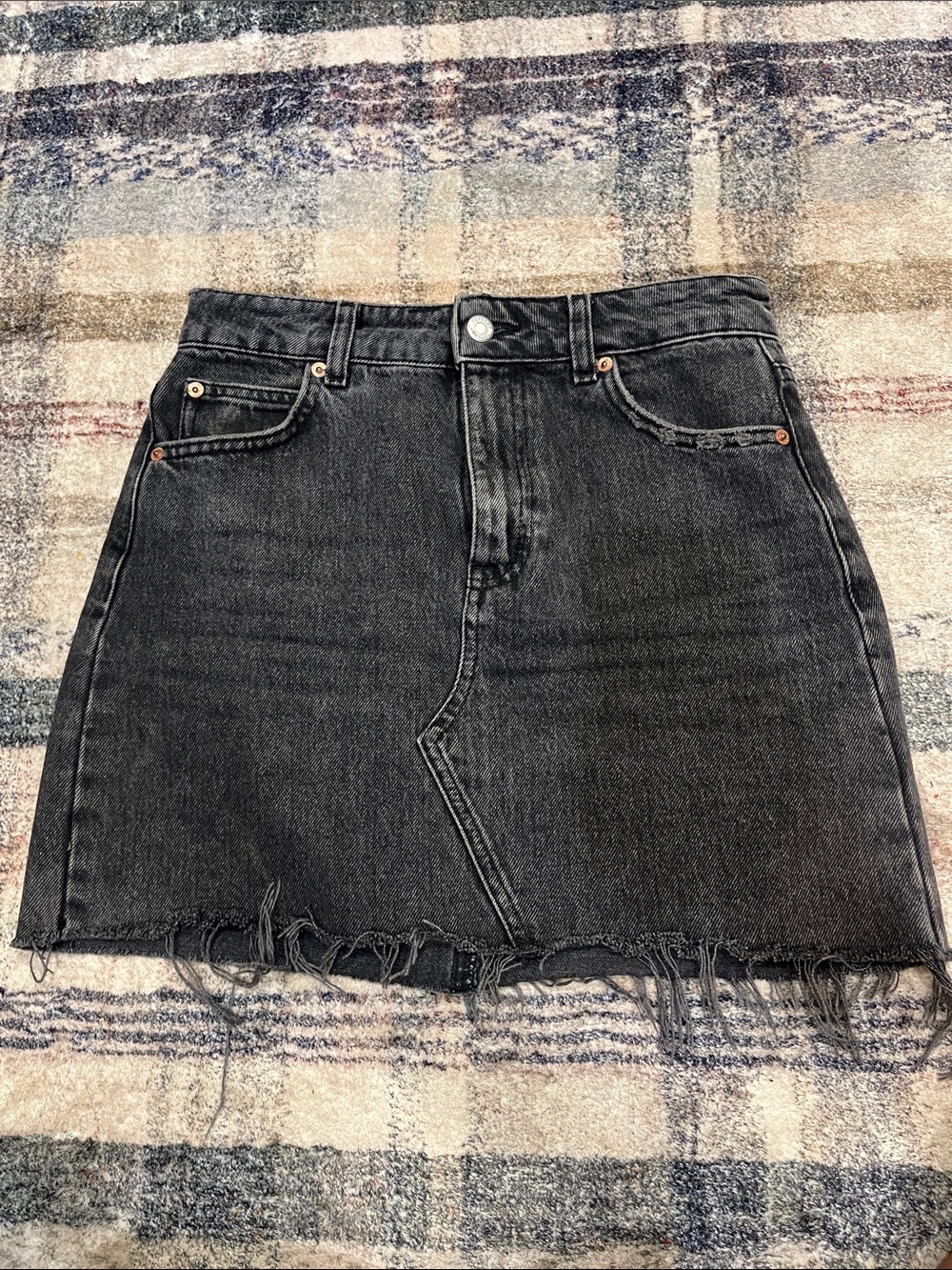 Topshop Black Denim Mini Skirt - Women's